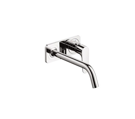 Single lever basin mixer for concealed installation with spout 22.7cm and plate wall-mounted