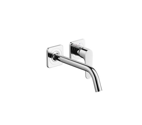 Single lever basin mixer for concealed installation with spout 22.7cm and escutcheons wall-mounted