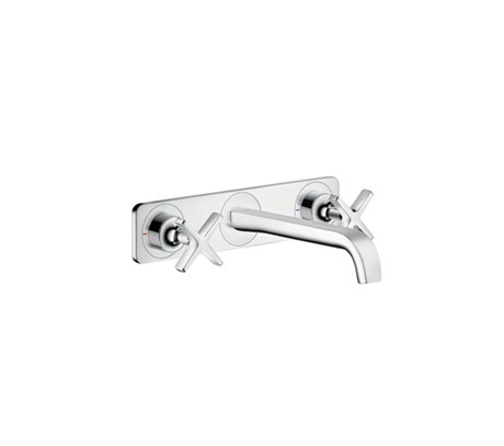 3-hole basin mixer for concealed installation with plate wall-mounted